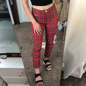 Red plaid pants